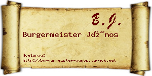 Burgermeister János névjegykártya